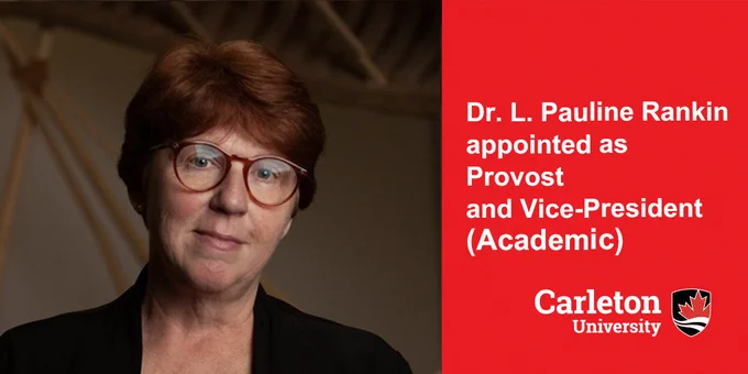 Image of Dr. L Pauline Rankin on the left side with text on the right side reading "Dr. L Pauline Rankin appointed as Provost and Vice-President (Academic)"