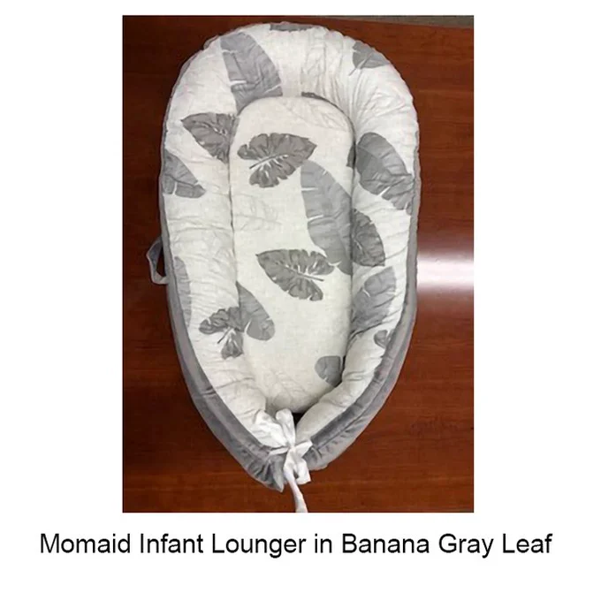 Momaid Infant Lounger in Banana Gray Leaf