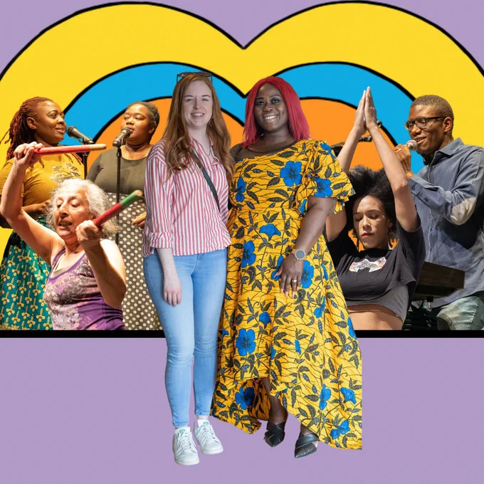 A montage of different people doing different things including dancing, singing and speaking.