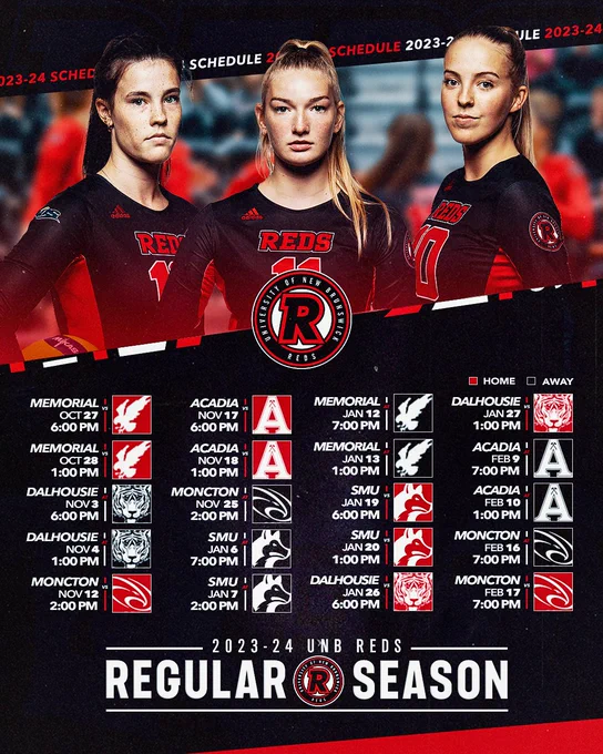 The 2023-24 UNB Women's Volleyball Schedule
