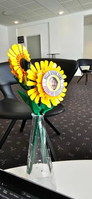 Lego sunflowers with Simon Whiteley's face! 