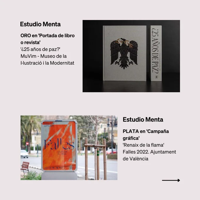 Imágenes de los trabajos realizados por Estudio Menta premiados en los premios LAUS 2023 
