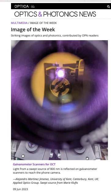 Optica image of the week selected from the Applied Optics Group, courtesy of two ITN NETLAS PhD students, Alejandro Martinez Jimenez (Univ of Kent) and Marie Klufts (Univ Luebeck)