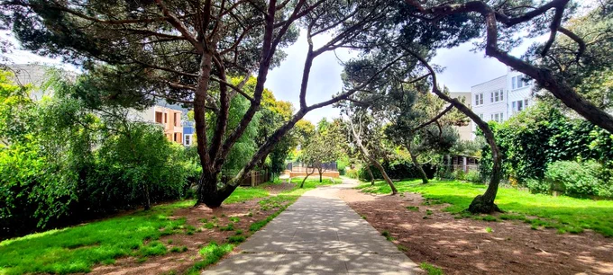 Richard Gamble Memorial Park (the upper part) - this pathway is above the tunnel that the N Judah train comes out of.