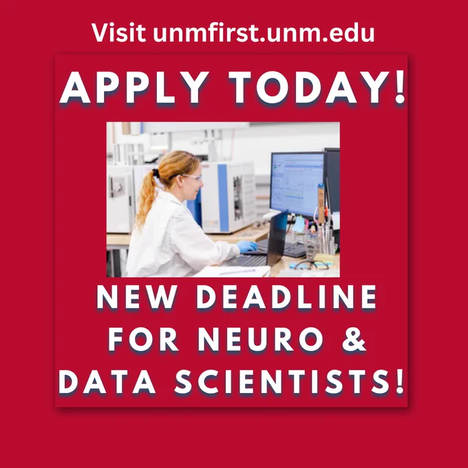 Image of woman scientist with text "Apply today, new deadline for neuro & data scientists!"
