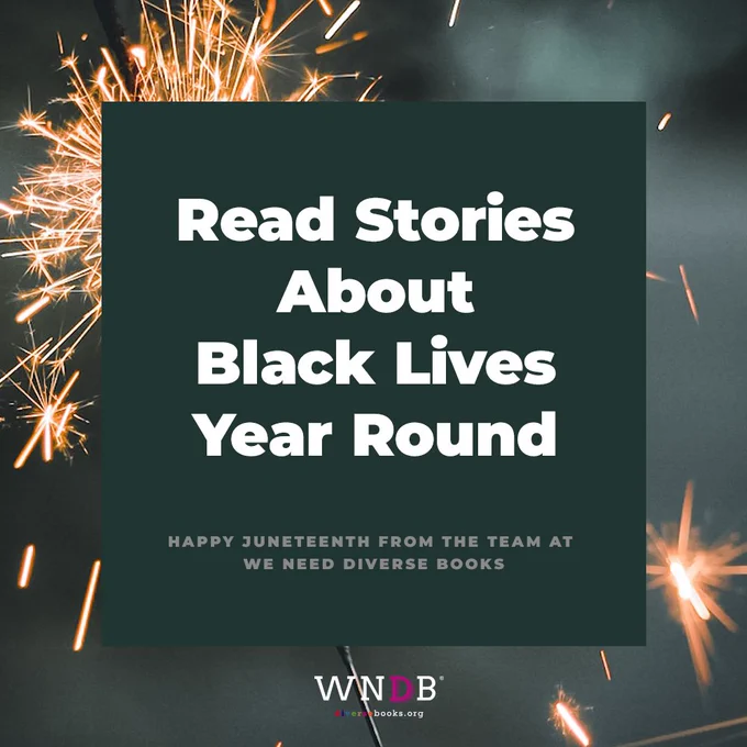 A lit sparkler background with text that reads, "Read Stories About Black Lives Year Round".