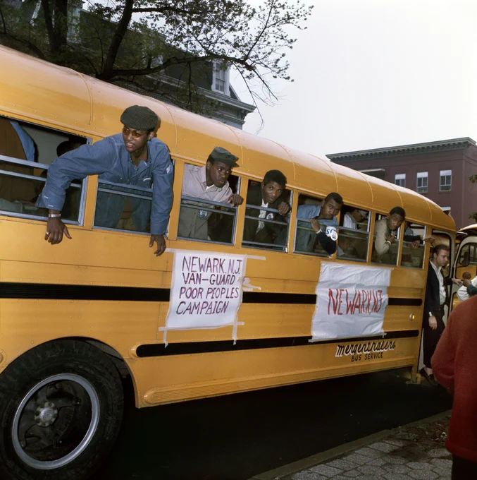 A caravan bus from Newark, New Jersey, 1968. Robert Houston, born 1935. Smithsonian’s National Museum of African American History and Culture, © Robert Houston.