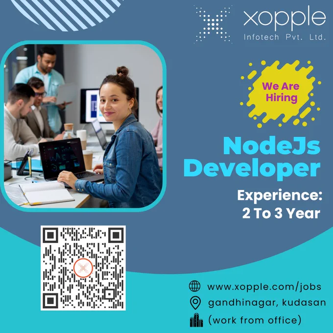 #perks
#5daysworking
#lunchfromoffice
#breakfastfromoffice
#mediclaim
#webdeveloper #developerjobs #backenedeveloper #gandhinagarjobs #itjob #opportunity #gandhinagar #developerhiring #hiring #nodejs #nodejsjobs #es6 #express #mongodb  #socketio #mysql #javascript #html5 #css3 #nodejsdeveloper