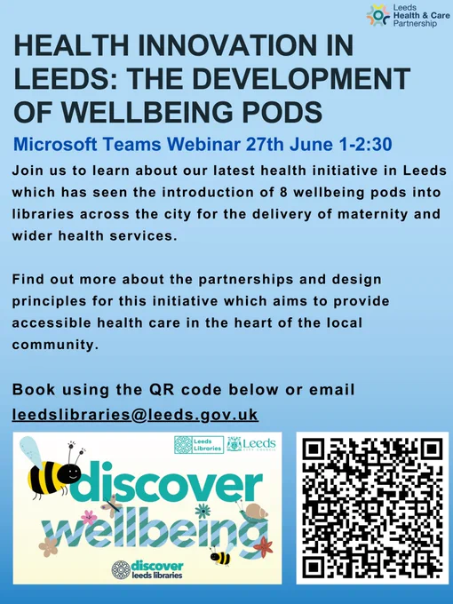 Graphic with details of the webinar and a QR code for booking 