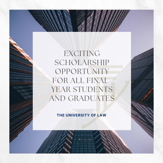 Photo of skyscrapers and a text: Exciting scholarship Opportunity for all final-year students and graduates