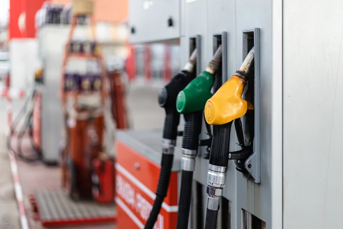 Three gas pumps