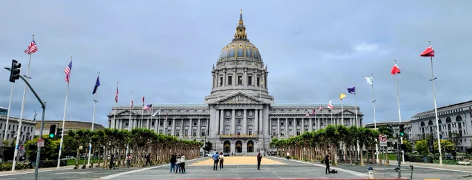 San Francisco City Hall across from Civic Center Plaza