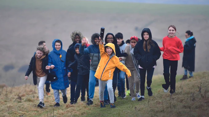A group of children on a school trip 