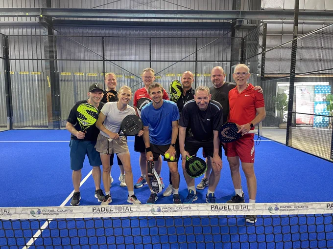 Group picture of the people who joined the padel tournament