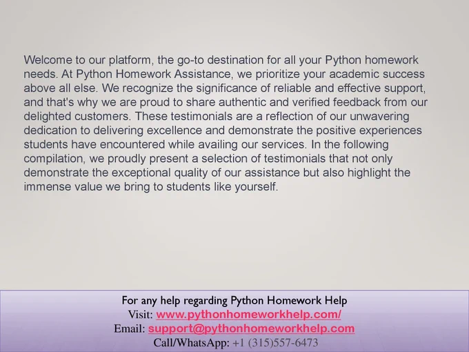 Review Of A Python Homework Help Service