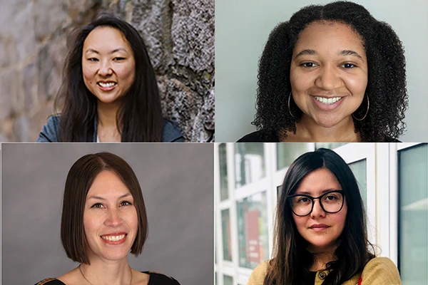 A four-image gallery of the Diversity Predoctoral Fellows. Clockwise from top left: Christine Chalifoux, Danielle Dorvil, Ever Osario-Ruiz, and Porntip (Ploy) Isarena Twishime.