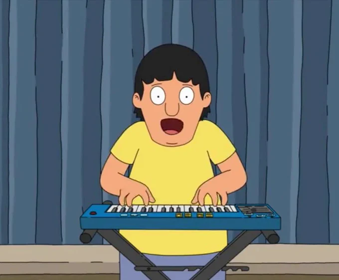 Gene Belcher from Bob’s Burgers playing his keyboard