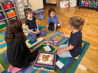 Students showcasing their math game boards that they created! 