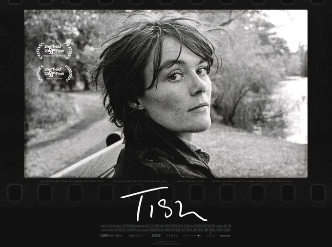 Post for Paul Sng's film Tish which includes an image of Tish Murtha, a British social documentary photographer.
