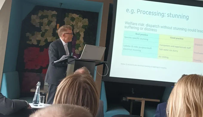Photo of speaker giving a presentation to an audience