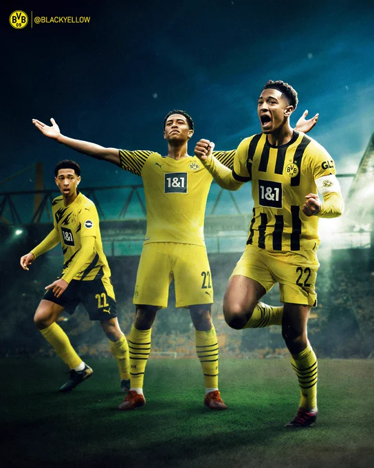Graphic of Jude showing a moment from each of the 3 seasons he played for BVB.