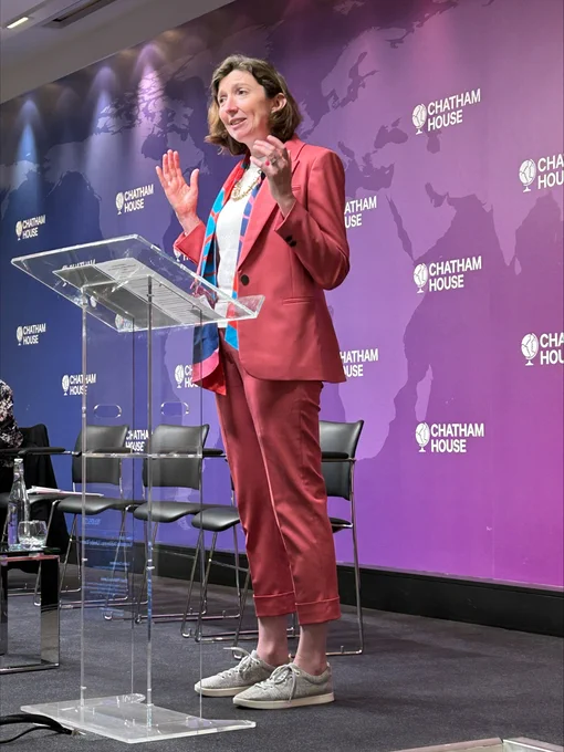 Lindy Cameron, NCSC CEO delivering a keynote at Chatham House Cyber 2023 conference