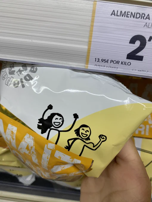A bag of snacks with CocoMaterial illustrations on the packaging