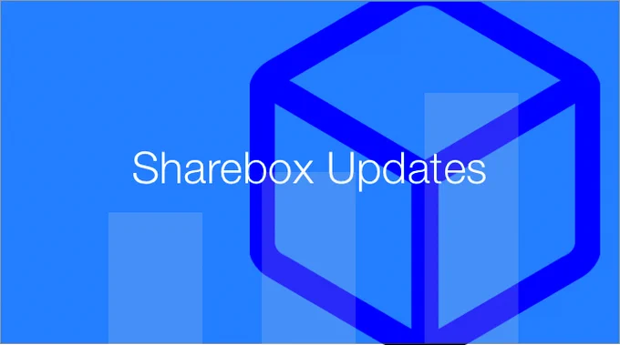 An abstract graphic with Sharebox Updates as text.
