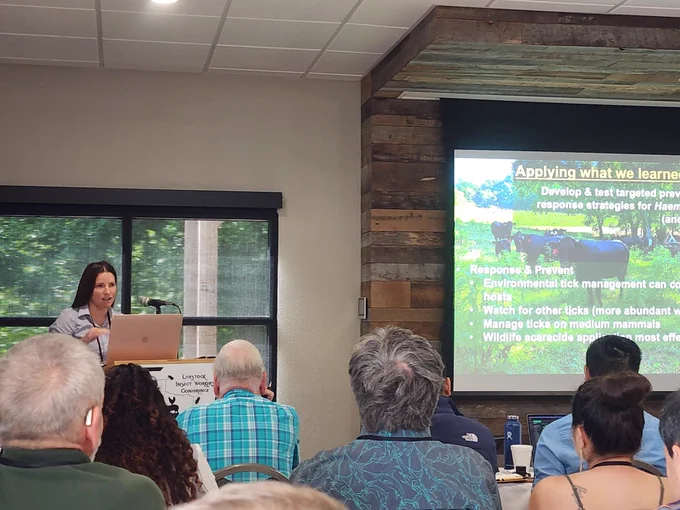 Rebecca Butler, PhD candidate, presenting her research to the LIWC audience, applying what she learned/discovered 