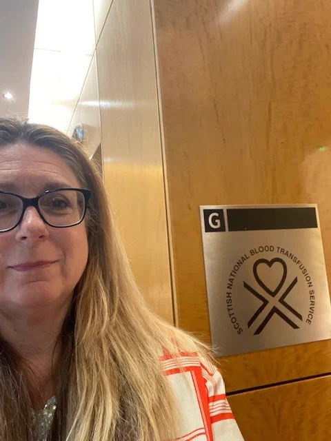 Lindsey McGregor at the blood donor centre in Glasgow