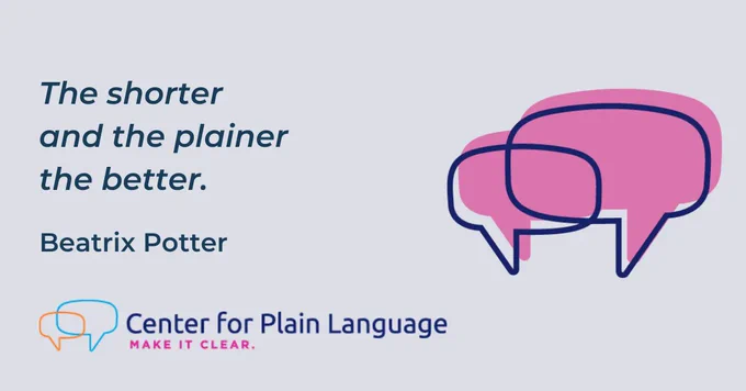 A decorative image with the quote: The shorter and the plainer the better.  By Beatrix Potter