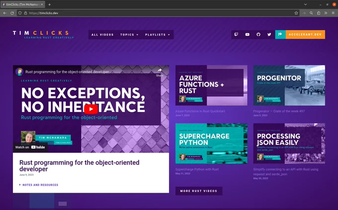 Screenshot from https://timclicks.dev