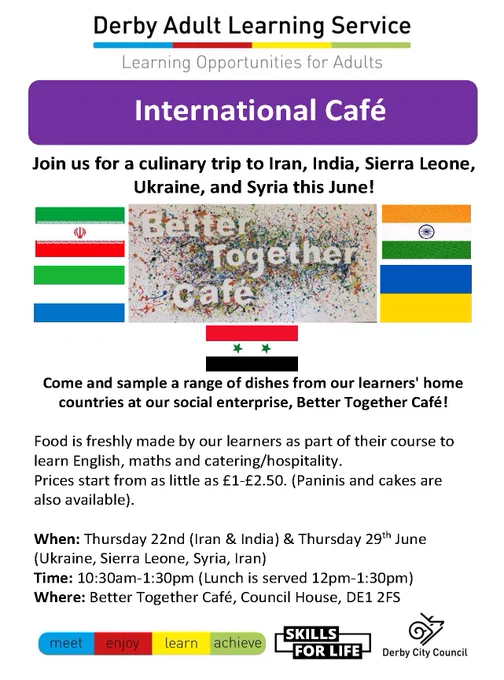 International Café poster - PDF version available via link in tweet