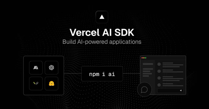Illustration of the Vercel AI SDK – integrate multiple LLM providers with one simple command, `npm i ai`