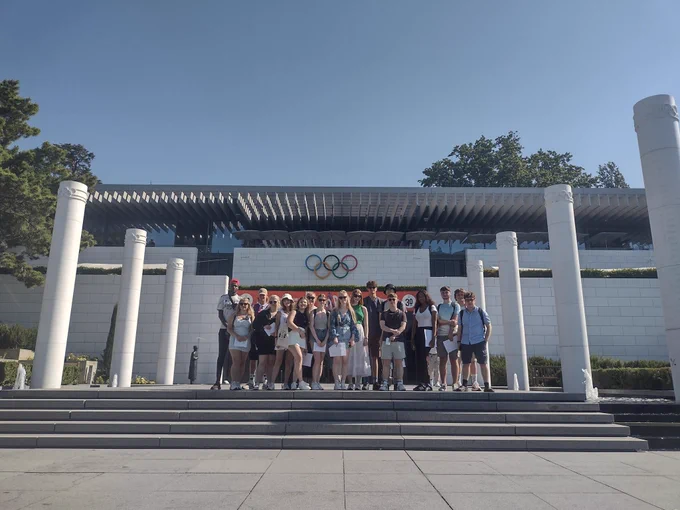 University of Gloucestershire students outside the Olympics museum