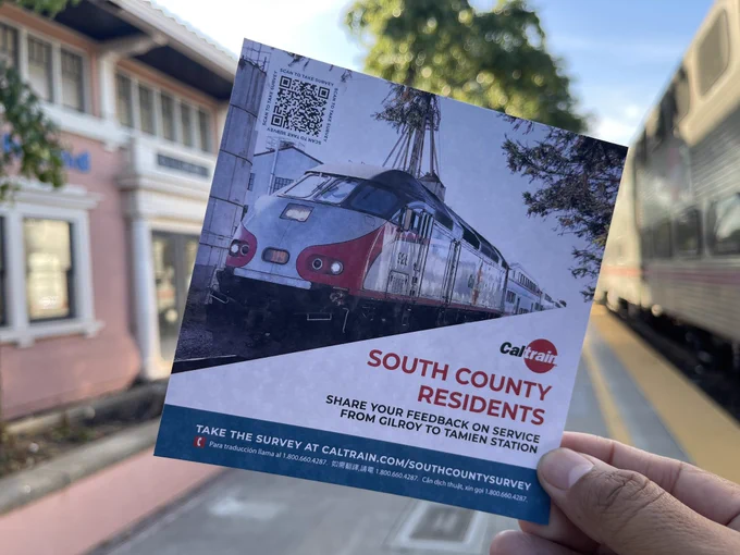 Photo of a hand holding a post card reading south county residents.