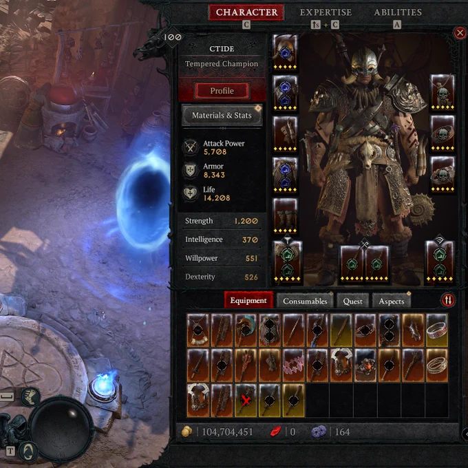 level 100 barbarian in diablo 4 named ctide