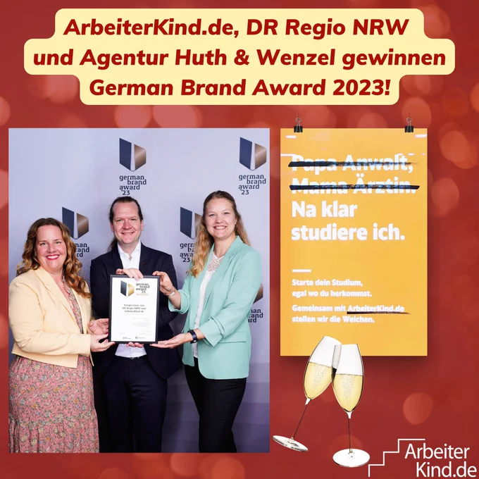 ArbeiterKind.de gewinnt German Brand Award 2023!