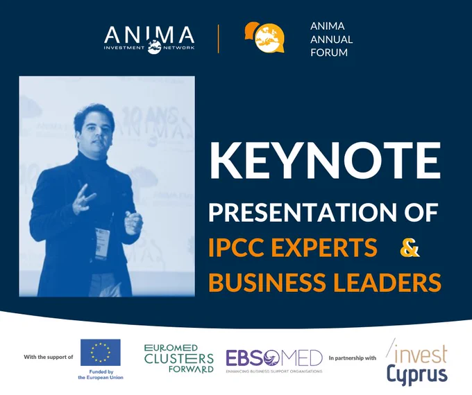 ANIMA Network is mobilising the Euromed Business community to move on with a common agenda of innovation and transition adapted to the global challenges. Forum organised in partnership with Invest in Cyprus with the support EBSOMED Euromed Clusters Forward projects funded by European Commission.