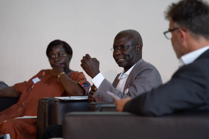 Ndèye Marie Thiam, President of the Plateforme des Femmes pour la Paix en Casamance (Platform of Women for Peace in Casamance, PFPC) and Mr Amacodou Diouf, AHDIS at the Common Effort Conference 2023