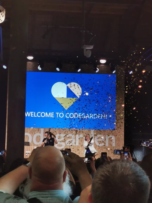 Codegarden open ceremony with confetti cannons
