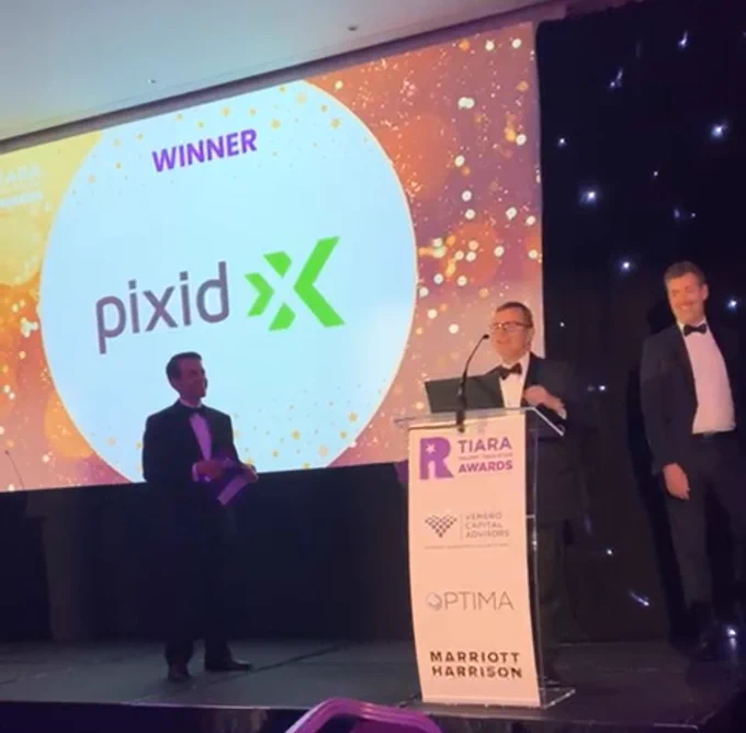 Mark Kieve, CEO Pixid UK & Ireland collecting the Workforce Solution of the Year Award at thids year's TIARA Talent Tech Star Awards