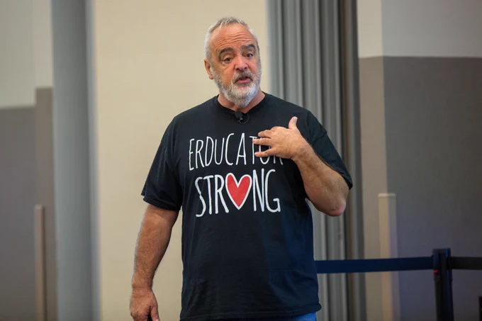 Gerry Brooks delivering a keynote address.