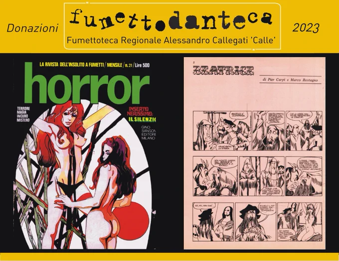 #FumettoDANTEca International Esclusiva innovativa 'Biblioteca Internazionale di #Fumetti dedicati all'Opera e al Sommo Poeta #Dante #Alighieri' - Arrivano nuove #Donazioni #Umiliacchi #Dante702 #Comics Invia: Via Curiel 51 -47121 #Forlì FC #Italy 
fumettoteca@fanzineitaliane.it - 30 Giugno 2023