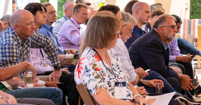 An audience at 5x5: The Public Safety Innovation Summit listening to an information session