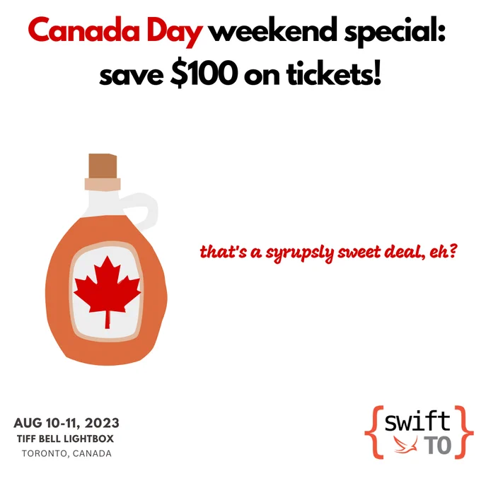 Canada day weekend sale. Save $100 on tickets. That’s a syrupsly sweet deal, eh? August 10/11 2023 @ TIFF Bell Lightbox, Toronto, Canada 