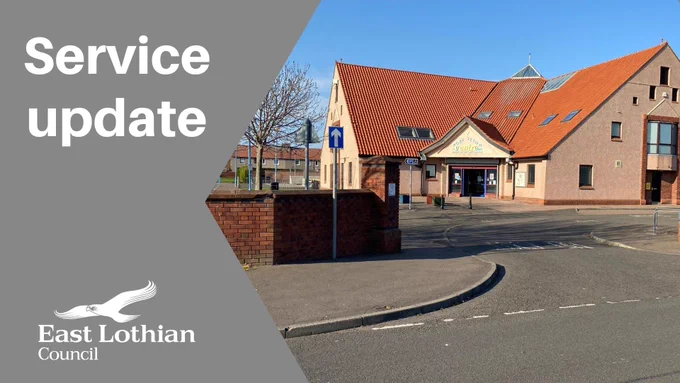 An image of the Port Seton Centre alongside the words 'Service update' and the council logo.