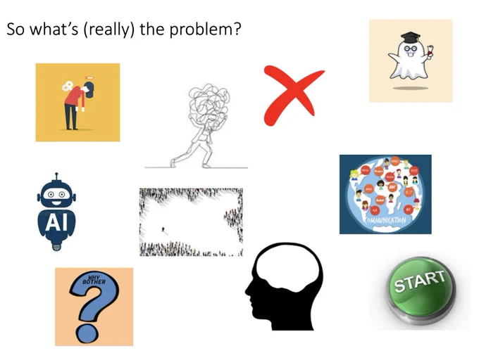 A screenshot of a slide of a presentation asking what’s really the problem!