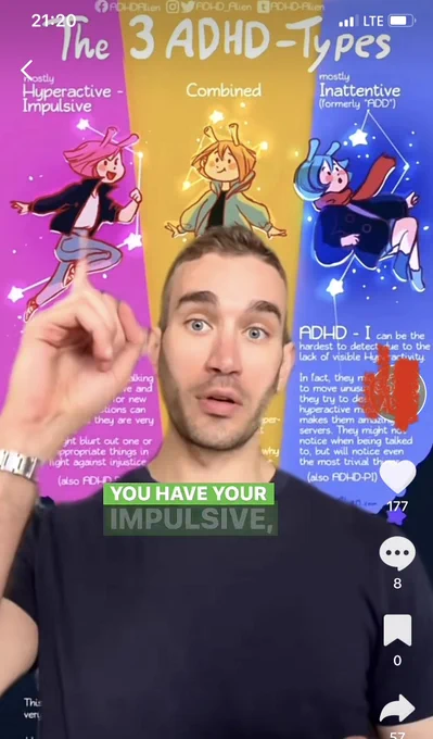 Screenshot of an tiktok ad using my „3 types of adhd“ comic
