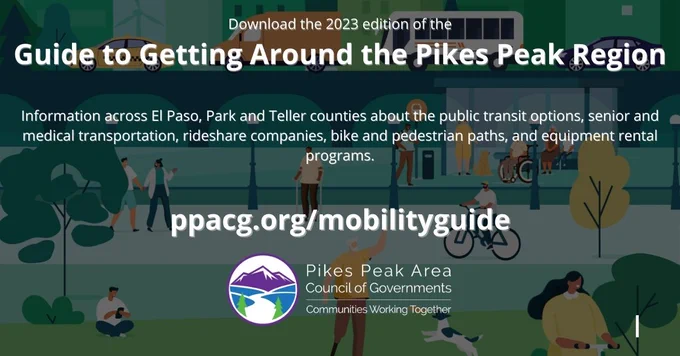 Download the 2023 edition of the Guide to Getting Around the Pikes Peak Region. Information across El Paso, Teller and Park counties about the public transit options, senior and medical transportation, bike and pedestrian paths, and equipment rental programs. ppacg.org/mobilityguide
